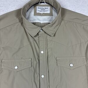 Diamond Cross Ranch‎ Western Shirt Men's 2XL XXL Beige Long Sleeve Pearl Snap